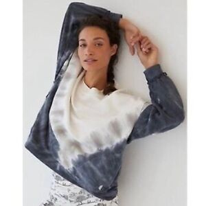 Free People FP Movement Ombre Metti Tie Dye Black White Crew Sweatshirt